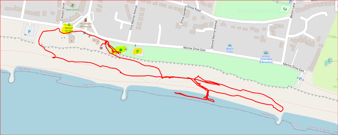 Mappa Barton On Sea walk beach River Test