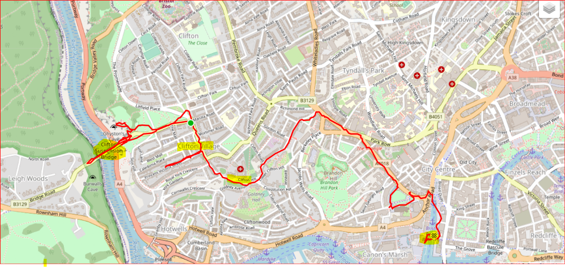 Mappa Bristol walk clifton bridge