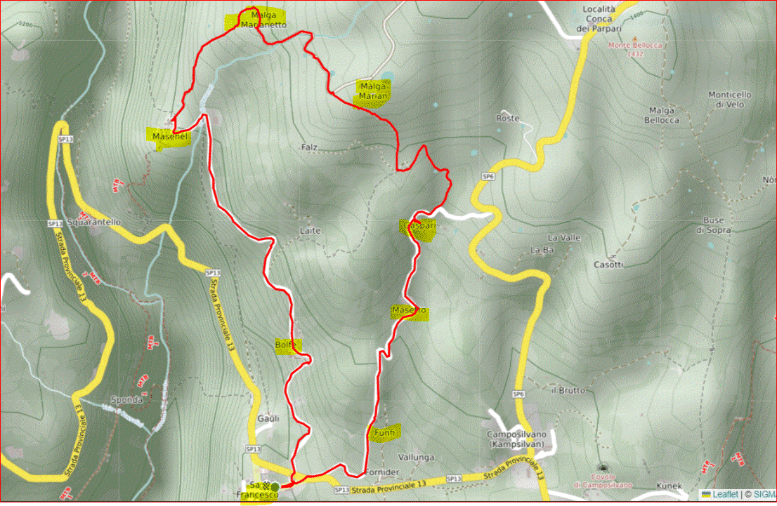 Mappa San Francesco Giro Malghe