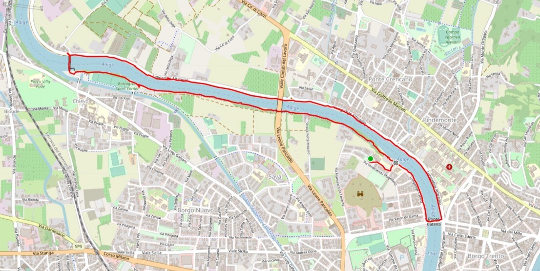 Mappa percorso lungadige Catena Diga Chievo